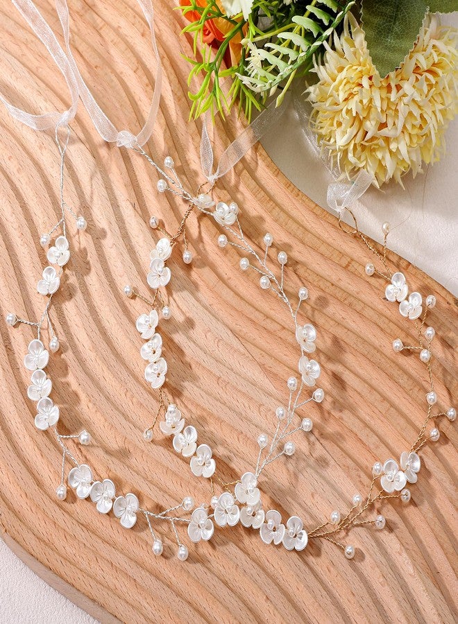MBAIYO 2Pcs Flower Girl Hair Accessory, Pearl Flower Girl Headpiece Adjustable Wedding Headband Head Crown for Women Girls Wedding Birthday Party First Communion - Image 2
